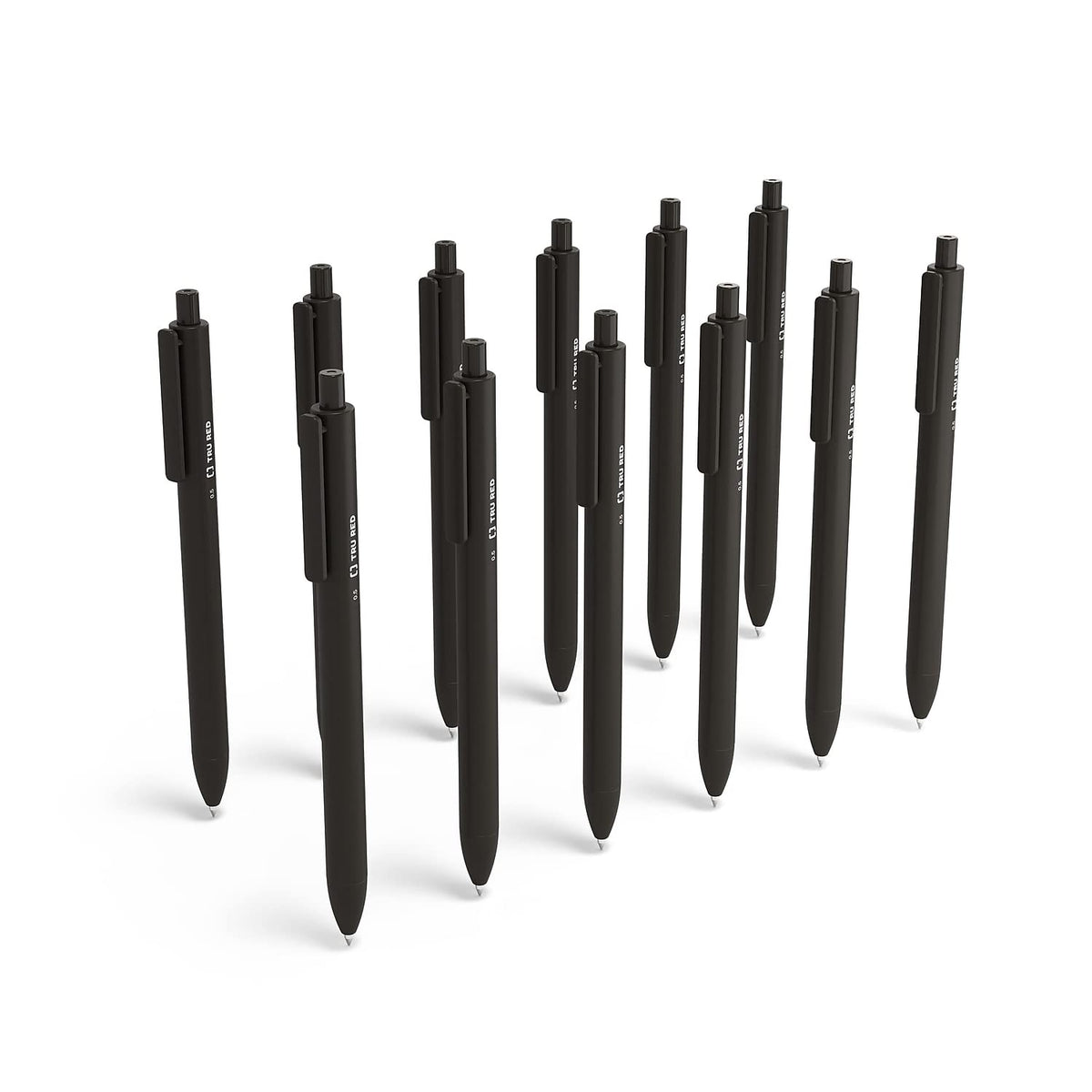 TRU RED Retractable Gel Pens, Fine Point 0.5mm, Black Ink, 24-Pack