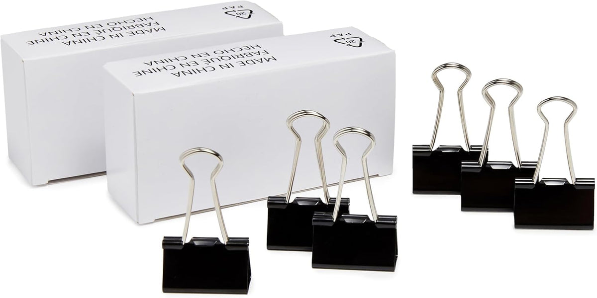 Amazon Basics Sturdy Binder Clips, Office Supplies, Medium 1.25 inches, Document Organizing, Sturdy