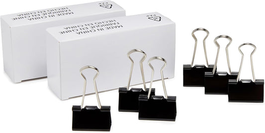 Amazon Basics Sturdy Binder Clips, Office Supplies, Medium 1.25 inches, Document Organizing, Sturdy