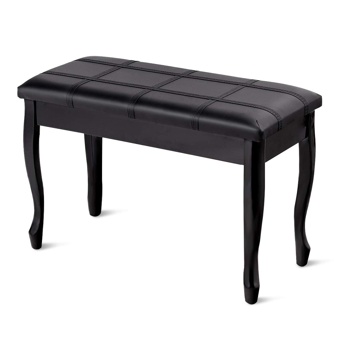 Giantex Duet Piano Bench with Storage, Keyboard Bench with Padded Cushion, Solid Wood Legs, Storage