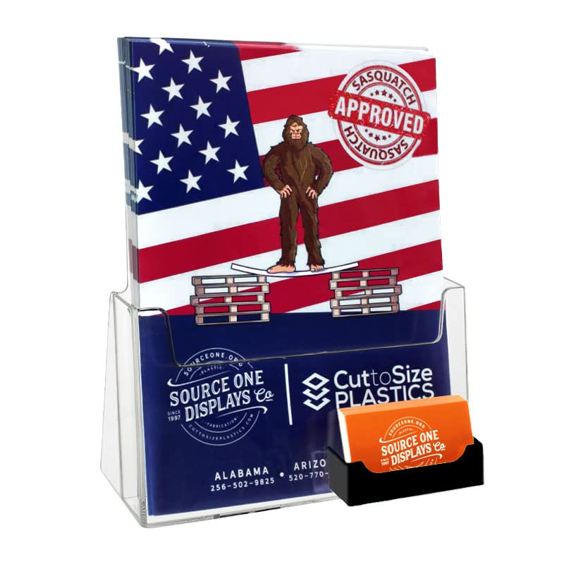 Source One Large Brochure Holder 8.5 x 11 Inches with Business Card Holder (1 Pack, Black)