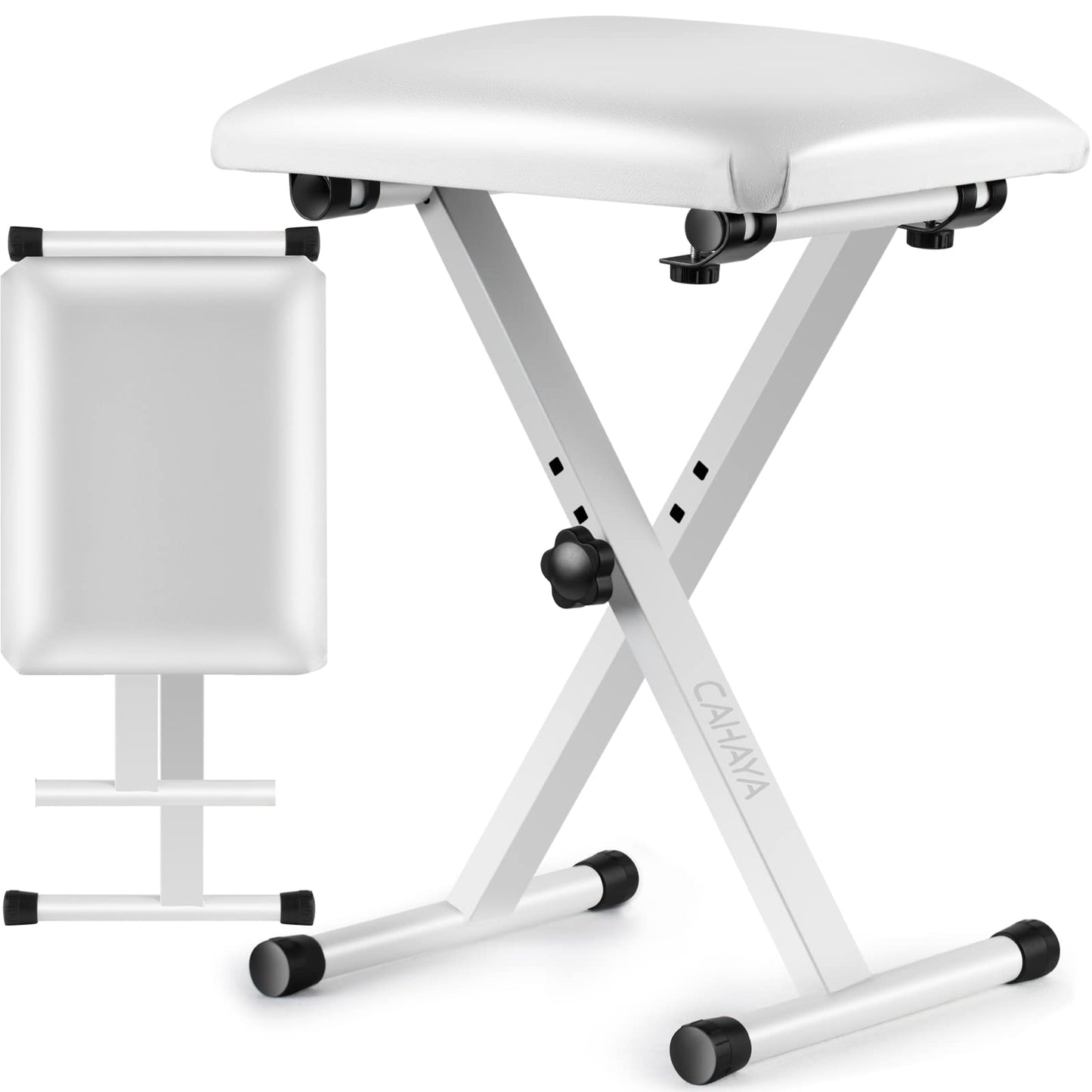 CAHAYA Piano Bench X-Style Adjustable Height Keyboard Bench Padded Keyboard Stool Chair Seat for