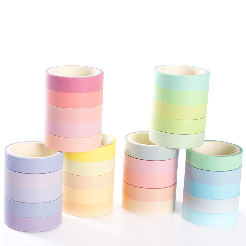 YUBBAEX Natural Color Washi Tape Set 30 Rolls Decorative Tapes for DIY Crafts, Journals, Planners