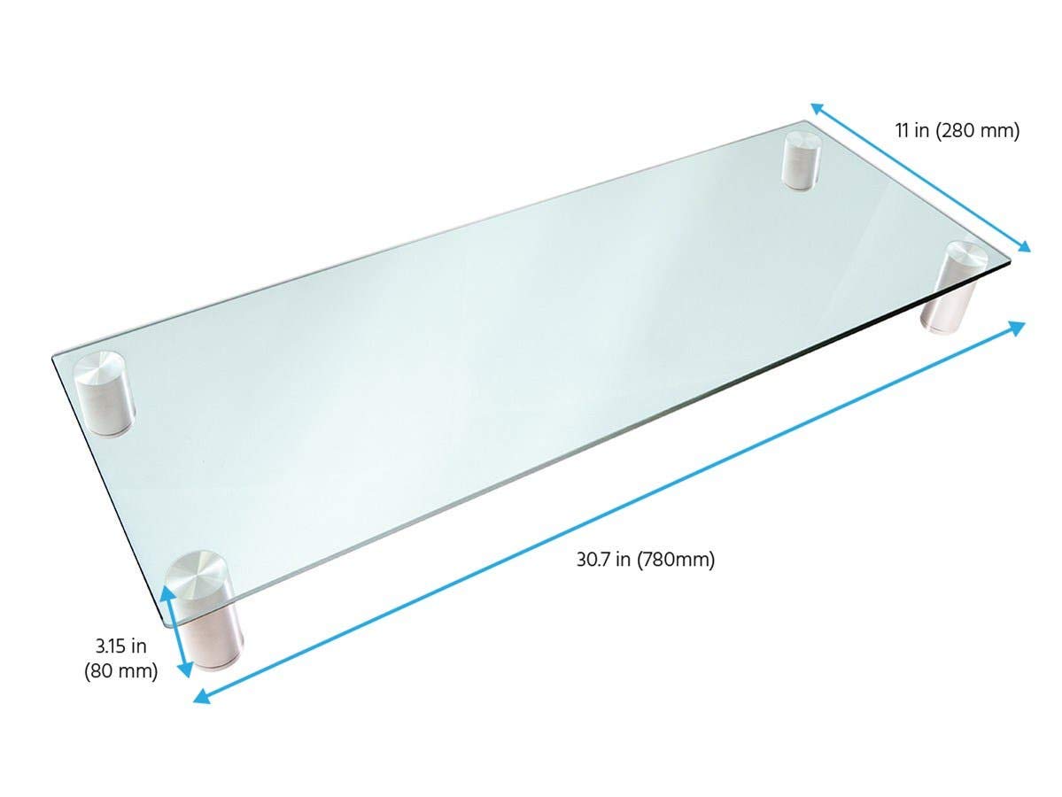 Monoprice 116356 Multimedia Riser Desktop Monitor Stand - Clear Glass, Large 30.8 x 11 Inches