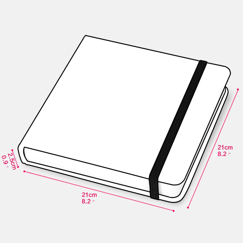 Mifuner Square 8.2x 8.2 165gsm Colored pencil paint Journal Hardbound 128pgs（64 Sheets Front Back