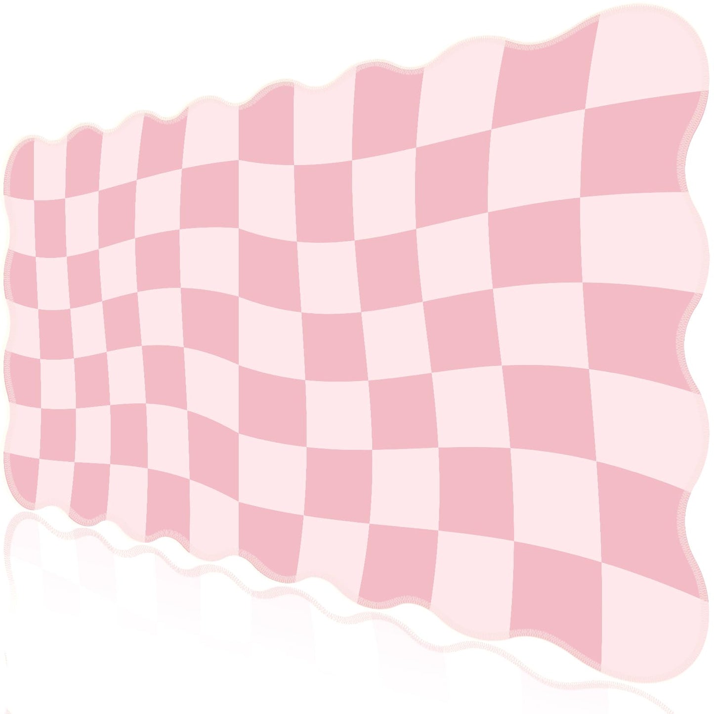 L-SPOUTTO Pink Mouse Pad,Geometric Desk Mat XXL Large Scalloped Gaming Mousepad,35.4x15.7in