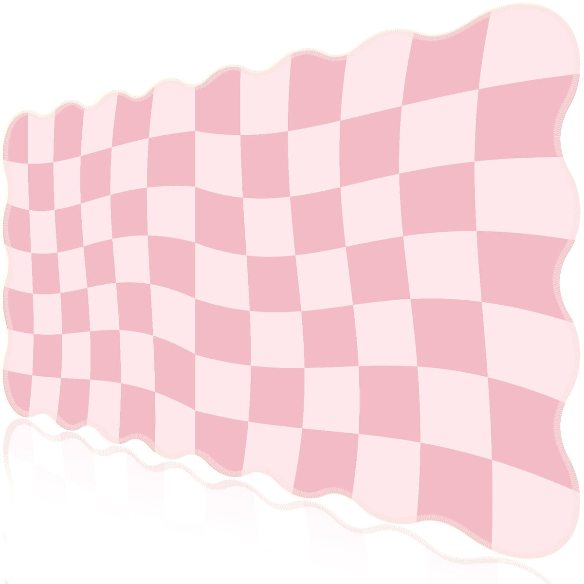 L-SPOUTTO Pink Mouse Pad,Geometric Desk Mat XXL Large Scalloped Gaming Mousepad,35.4x15.7in
