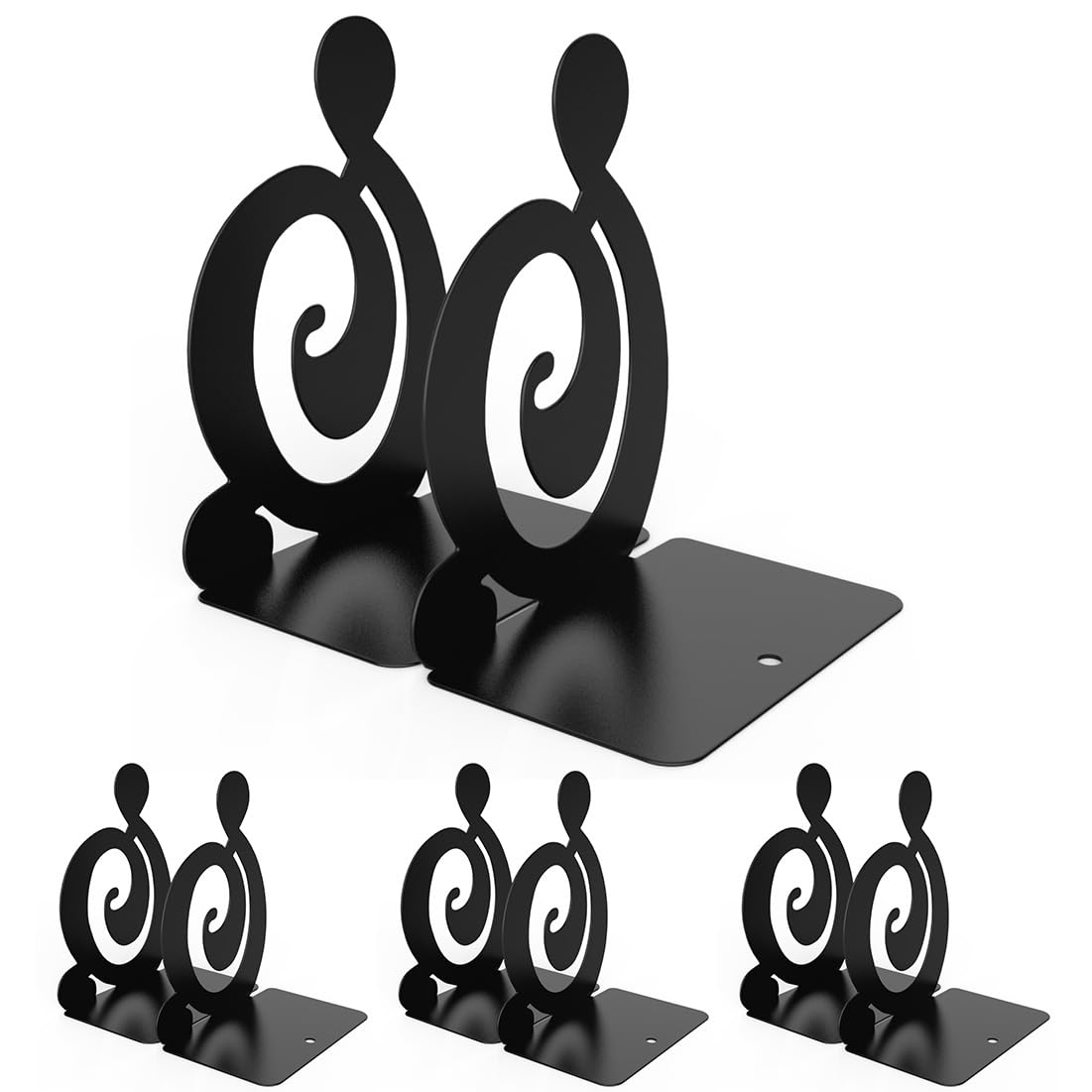 4 Pair Book Ends, Metal BookEnds Heavy Duty bookend (Black 4 Pair)