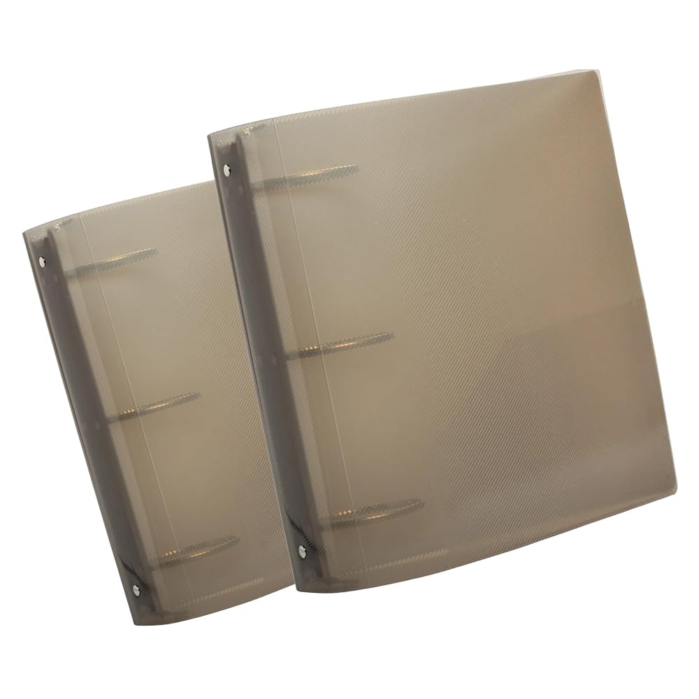 JAM PAPER Plastic 3 inch Binders - Smoke Grey 3 Ring Binders - 2/Pack