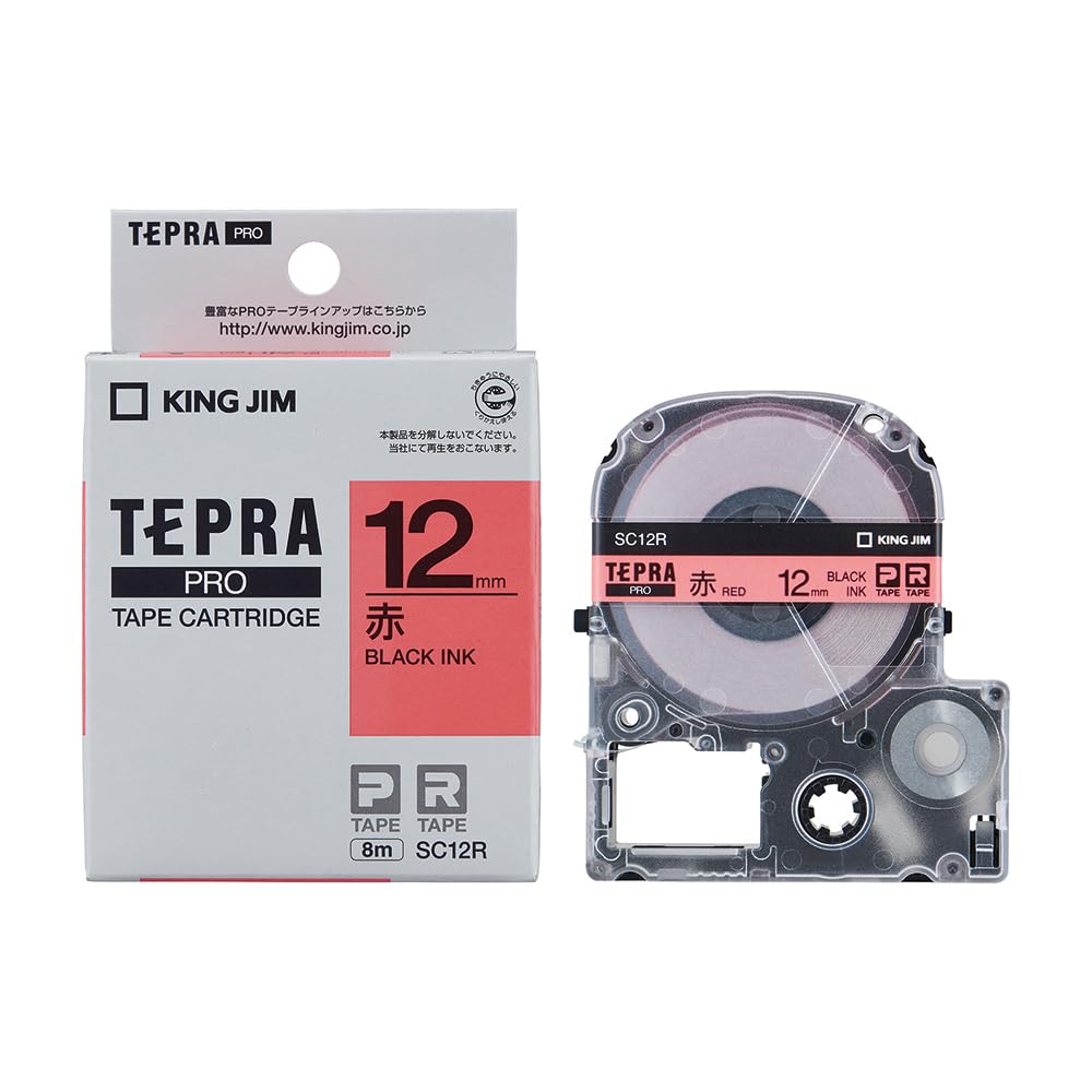 King Jim Tepra PRO 12mm SC12R Red Tape Cartridge