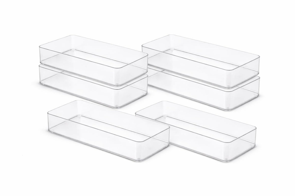 primebox Plastic Clear Acrylic Drawer Organizers. Bathroom, Kitchen, Bedroom, Utensils, Office