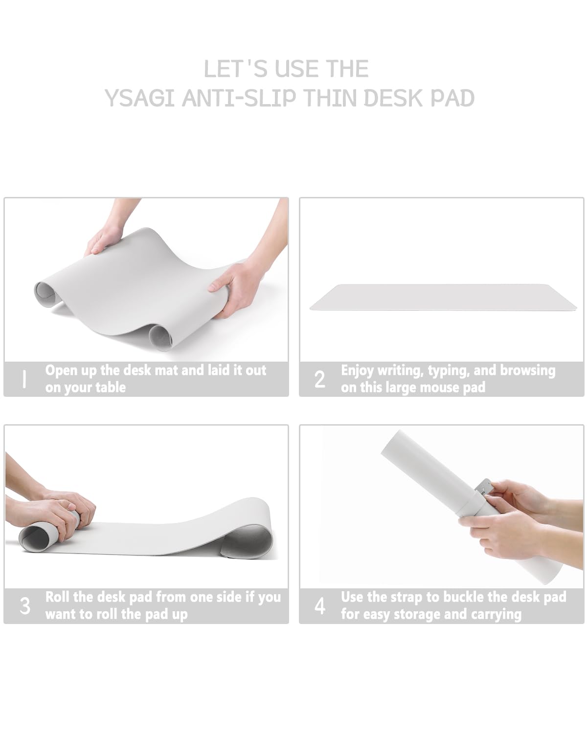 YSAGi Non-Slip Leather Desk Pad Long Size, Waterproof Laptop Computer Desk Keyboard Mat, Table