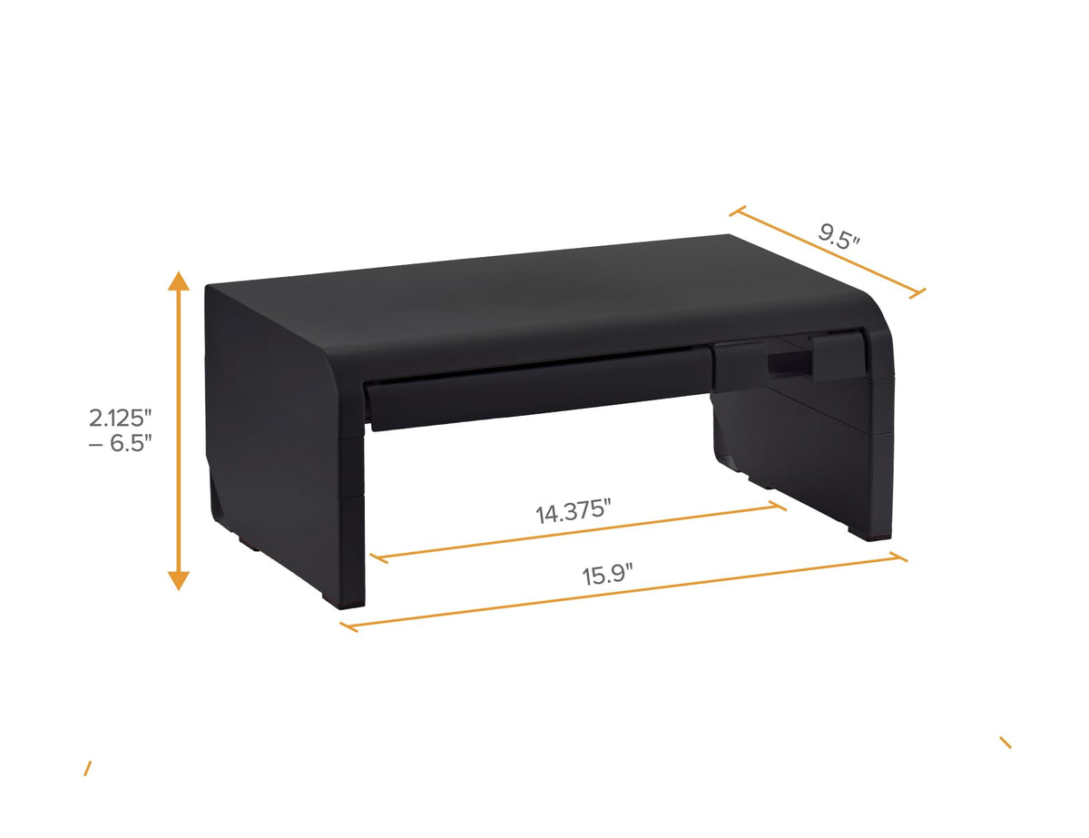 Bostitch Konnect Adjustable Monitor Riser with Drawer & Cell Phone Holder, Laptop Stand for Desk, 4