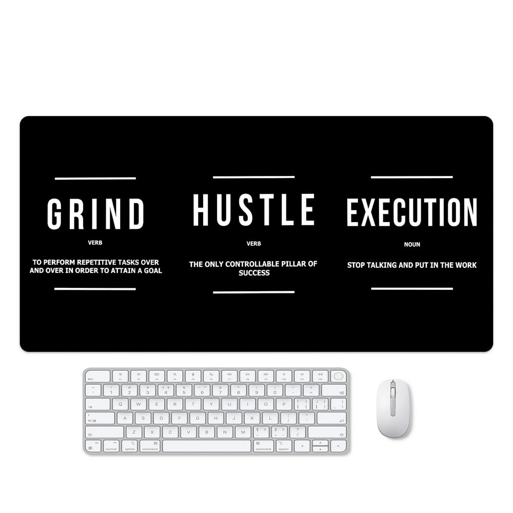 Reateforin Inspirational Black Hustle Rectangle Mouse Pad Non Slip Rubber Base Cool Full Desk Mouse
