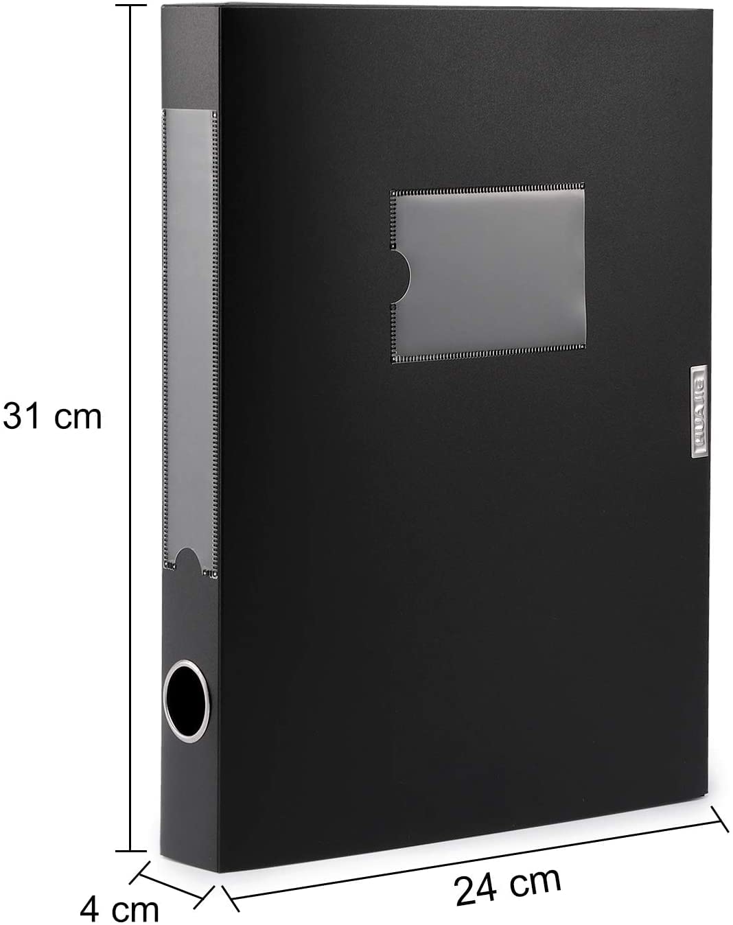 HUA JIE 8 Pack A4 Storage File Boxes Plastic Archives Cases with Lid,Black