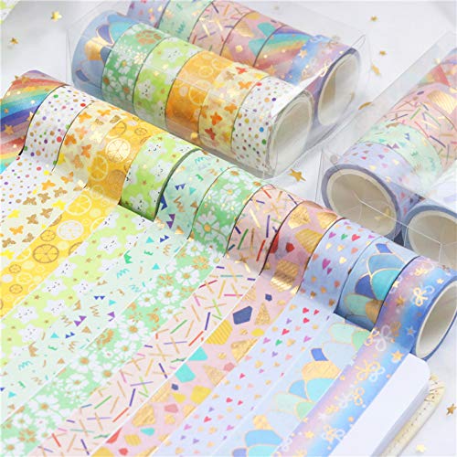 YUBBAEX Floral Gold Washi Tape Set VSCO Foil Masking Tape Decorative for Arts, DIY Crafts, Journal
