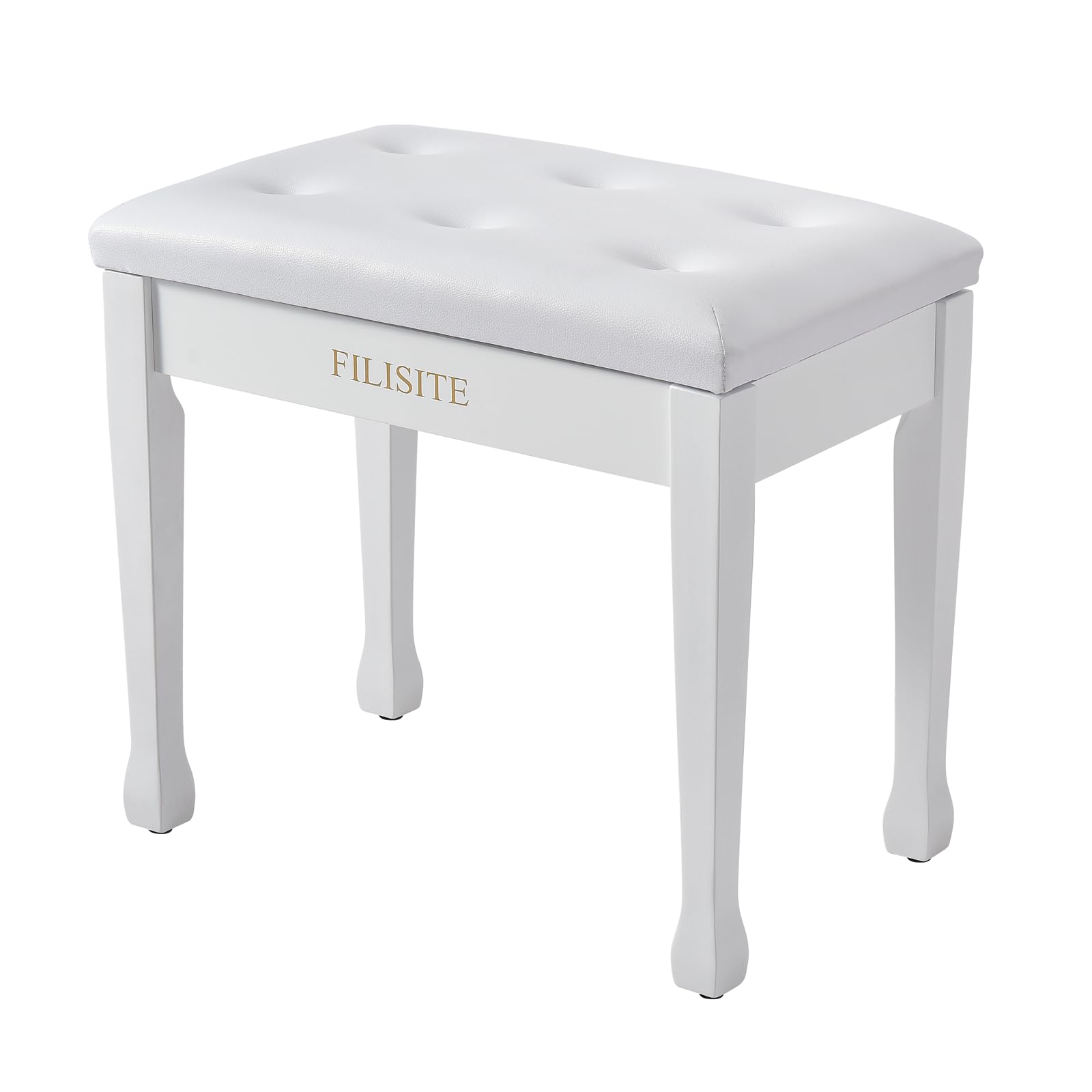 FILISITE Wooden Piano Bench with Storage, Piano Stool with Waterproof Padded Cushion, Bench Seat