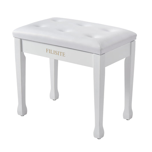 FILISITE Wooden Piano Bench with Storage, Piano Stool with Waterproof Padded Cushion, Bench Seat