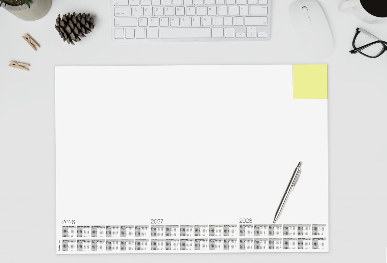 SIGEL H6490 Paper Desk Pad with Sticky Note Pad DIN A2, Calendar 2026-2028, 30 Sheets, Desk Pad