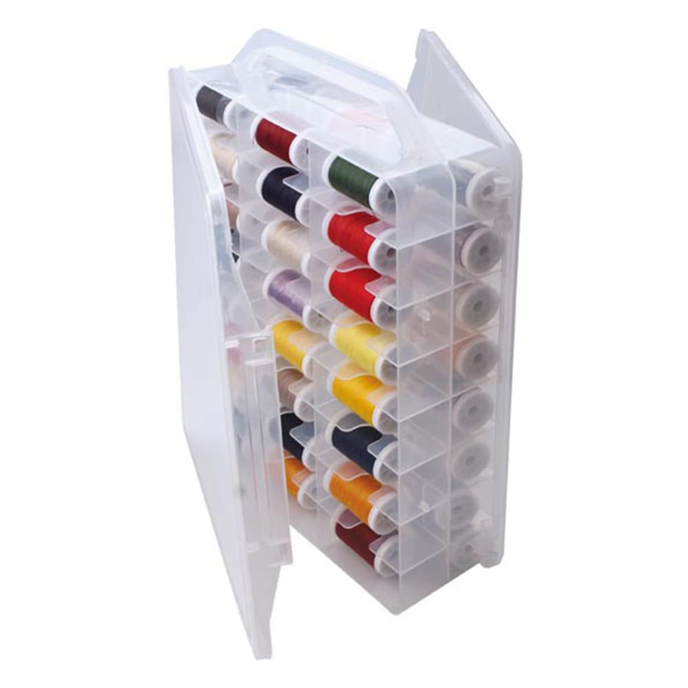 Chemlliy 46 Grids Sewing Organizer, Double Sided Thread Box Storage, Portable Clear Plastic