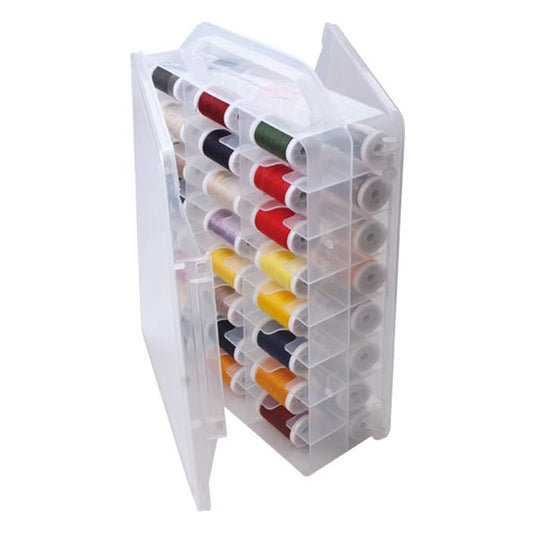 Chemlliy 46 Grids Sewing Organizer, Double Sided Thread Box Storage, Portable Clear Plastic