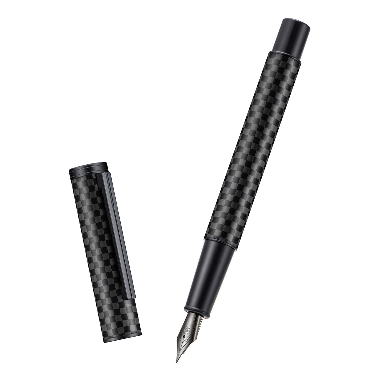 HONG DIAN Black Forest Pro Carbon Fiber Fountain Pen, Medium Nib Modern Design Smooth Writing Pen