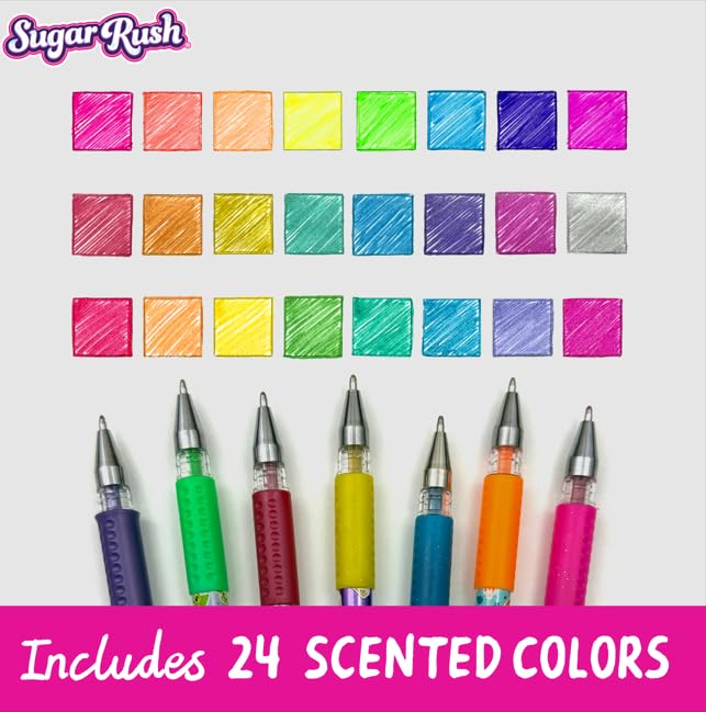 Scentos Glitter Gel Pens for Kids - Candy Scented Pens 24 Count, Sparkle Metallic Gel Pens for