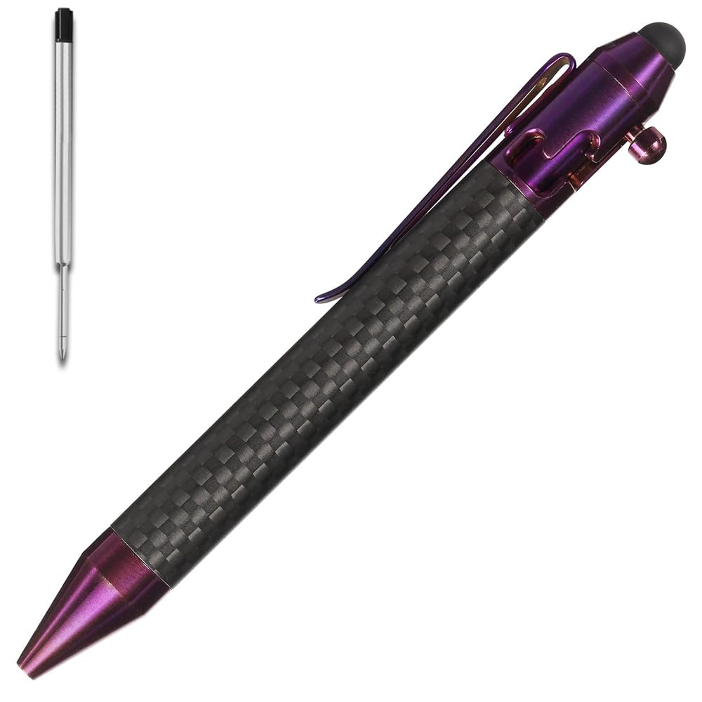 Cool Hand 4.9'' Carbon Fiber Bolt Action Pen with Retractable Stylus Tip