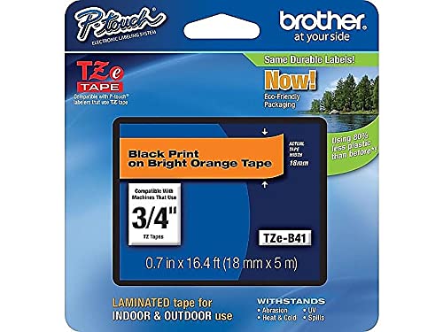 Brother Genuine P-Touch TZE-B41 Tape, 3/4" (0.7") Wide Standard Laminated Tape, Black on