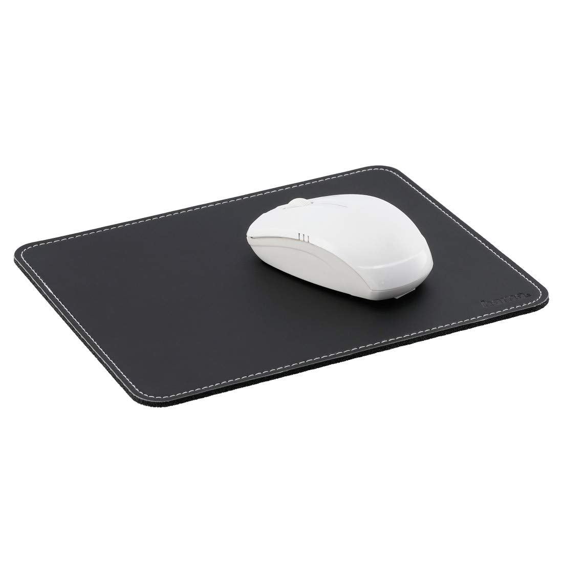 Hama | Leather Look Mouse Pad with White Stitching| Non Slip | Black