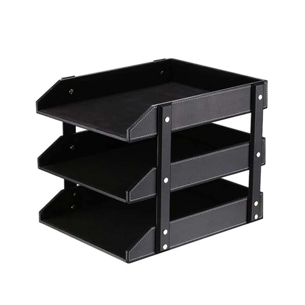 Leather Desk Organizer, NIFIVE Stackable Document Tray, Perfect Desktop Organization Holder for