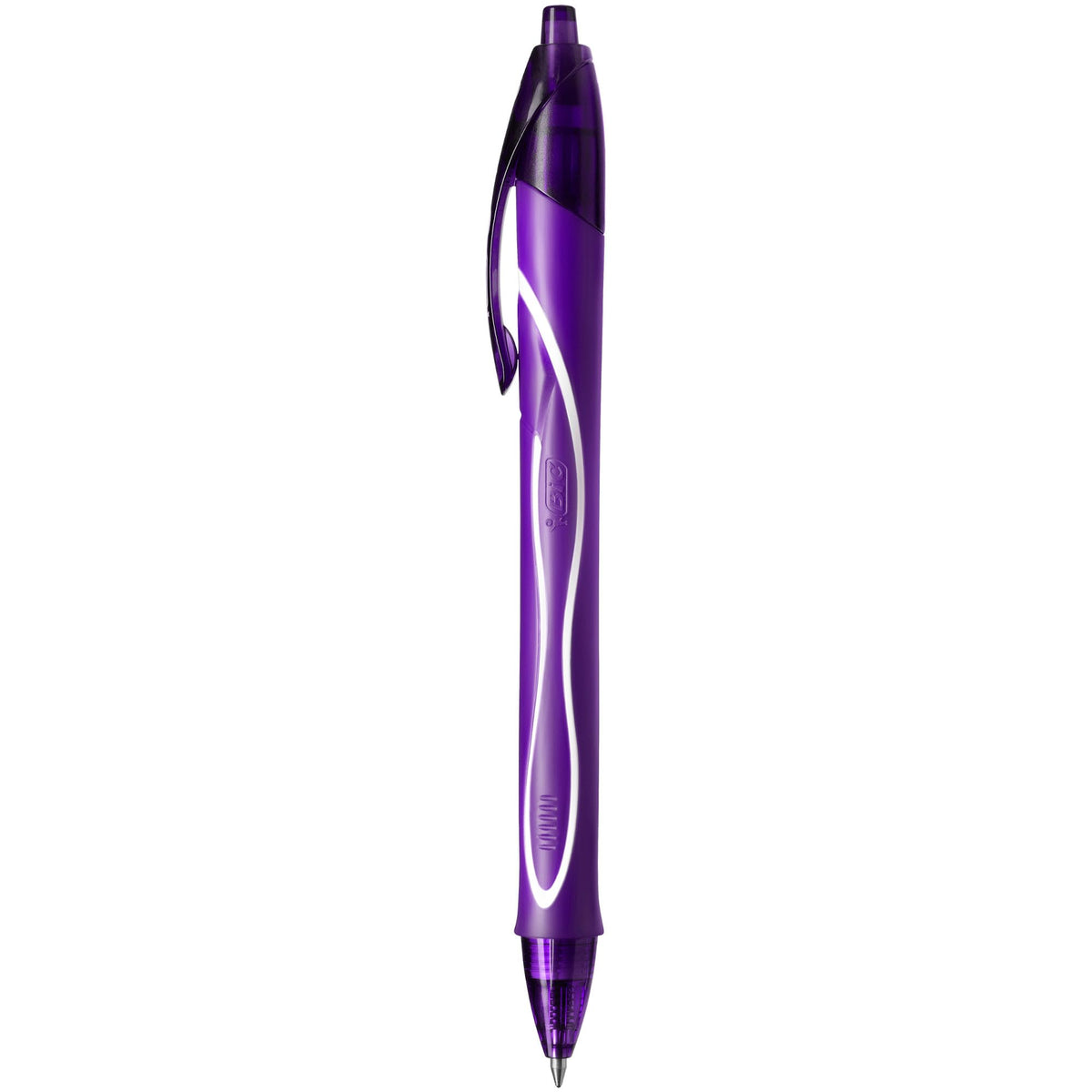 BIC Gel-ocity Quick Dry Gel Pens, Medium Point (0.7 mm), Purple, Box of 12, Retractable Pen with