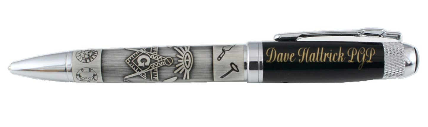 Hattricks Goodimpression Personalized Engraved Masonic Ballpoint Ink Pen Embossed Masonic Symbols