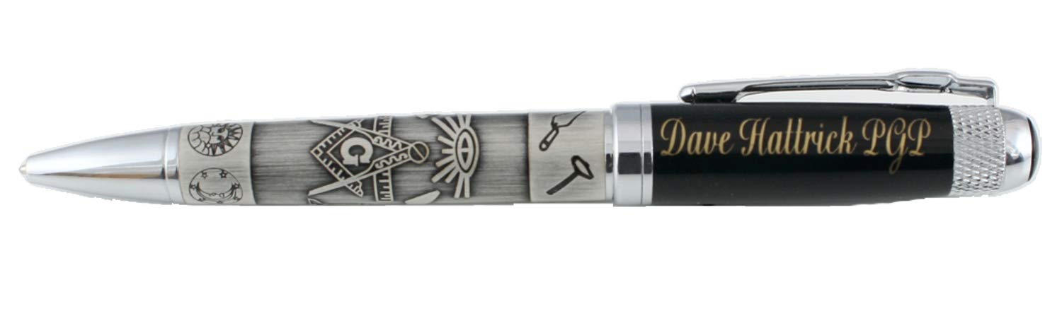 Hattricks Goodimpression Personalized Engraved Masonic Ballpoint Ink Pen Embossed Masonic Symbols