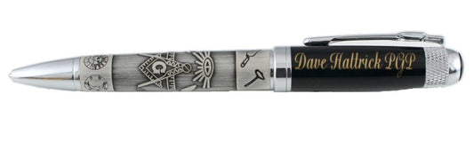 Hattricks Goodimpression Personalized Engraved Masonic Ballpoint Ink Pen Embossed Masonic Symbols