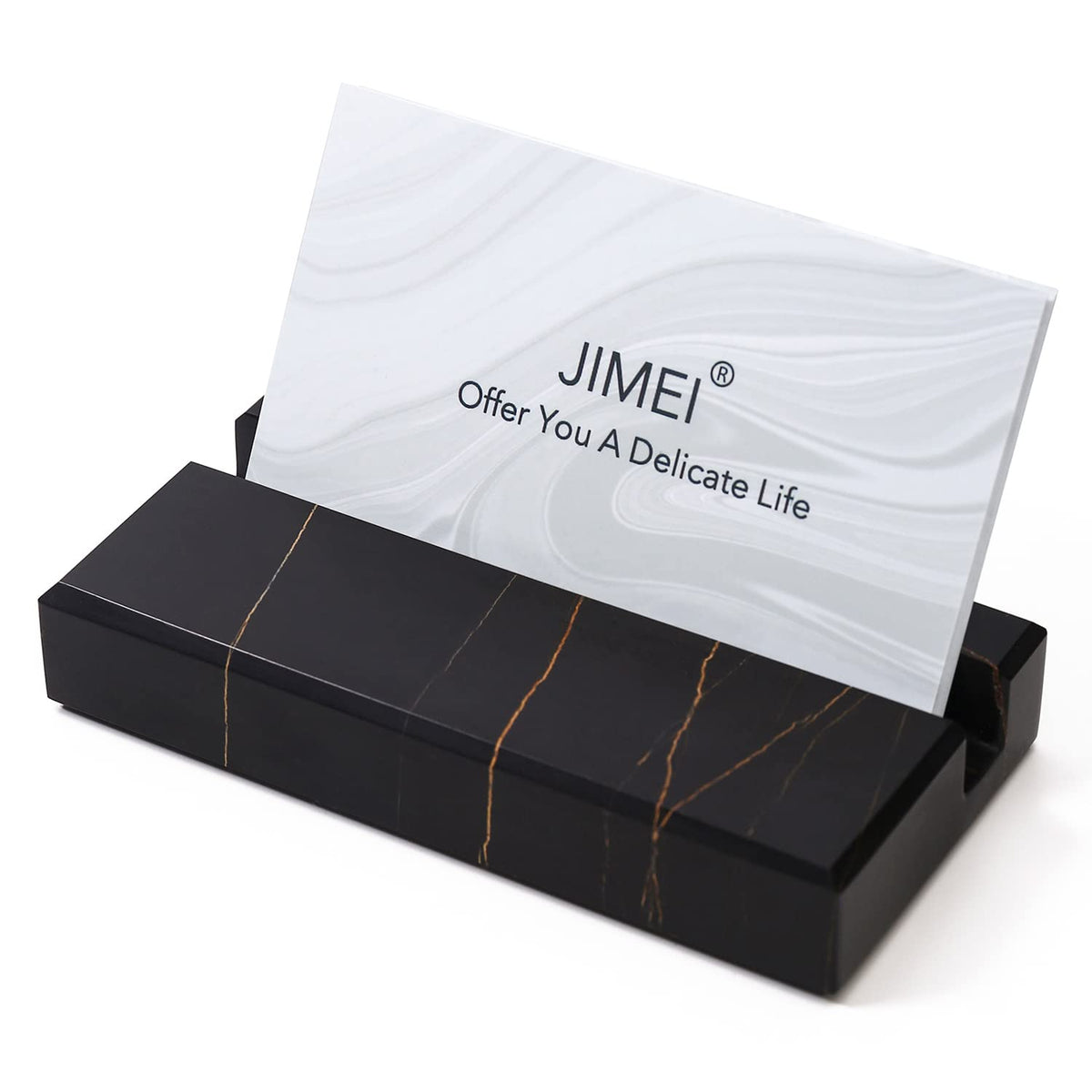 JIMEI Marble Business Card Holder for Desk, 25 Business Cards Display Stand