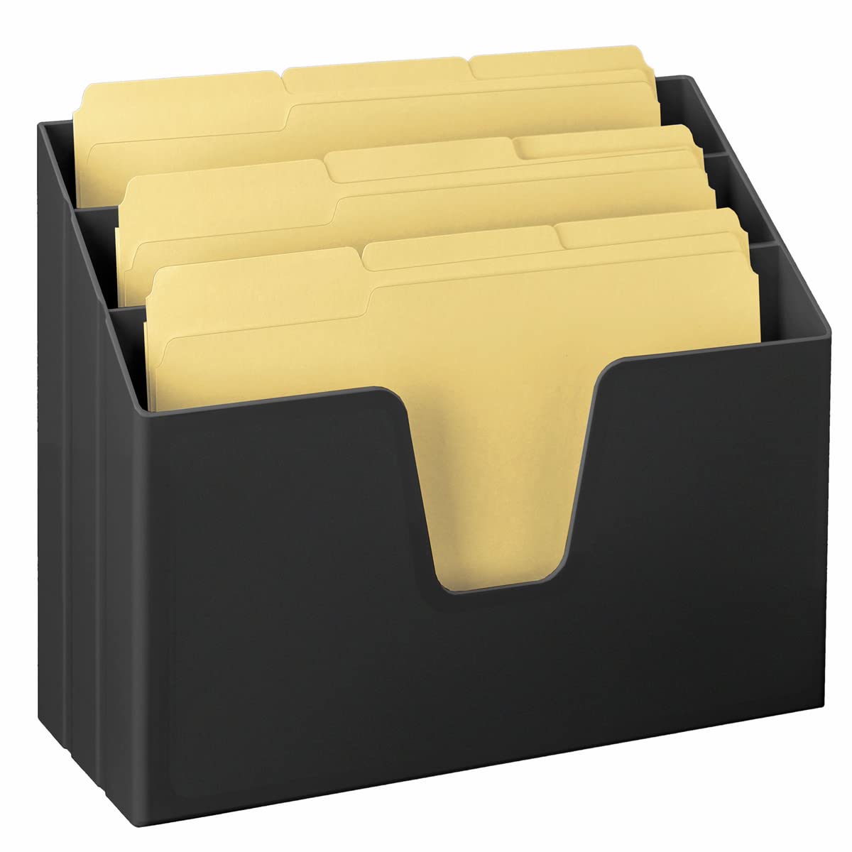 Acrimet Horizontal Triple File Folder Organizer Sorter, Letter Size, Black