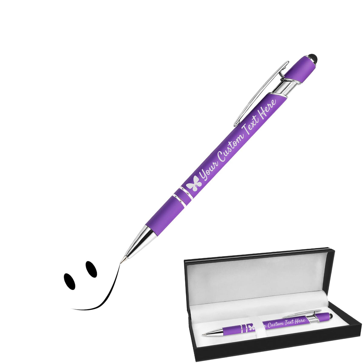 GIFTSDIY Personalized Pens with Stylus,Custom Engraving Ballpoint Pens,Imprinted with Your Logo or