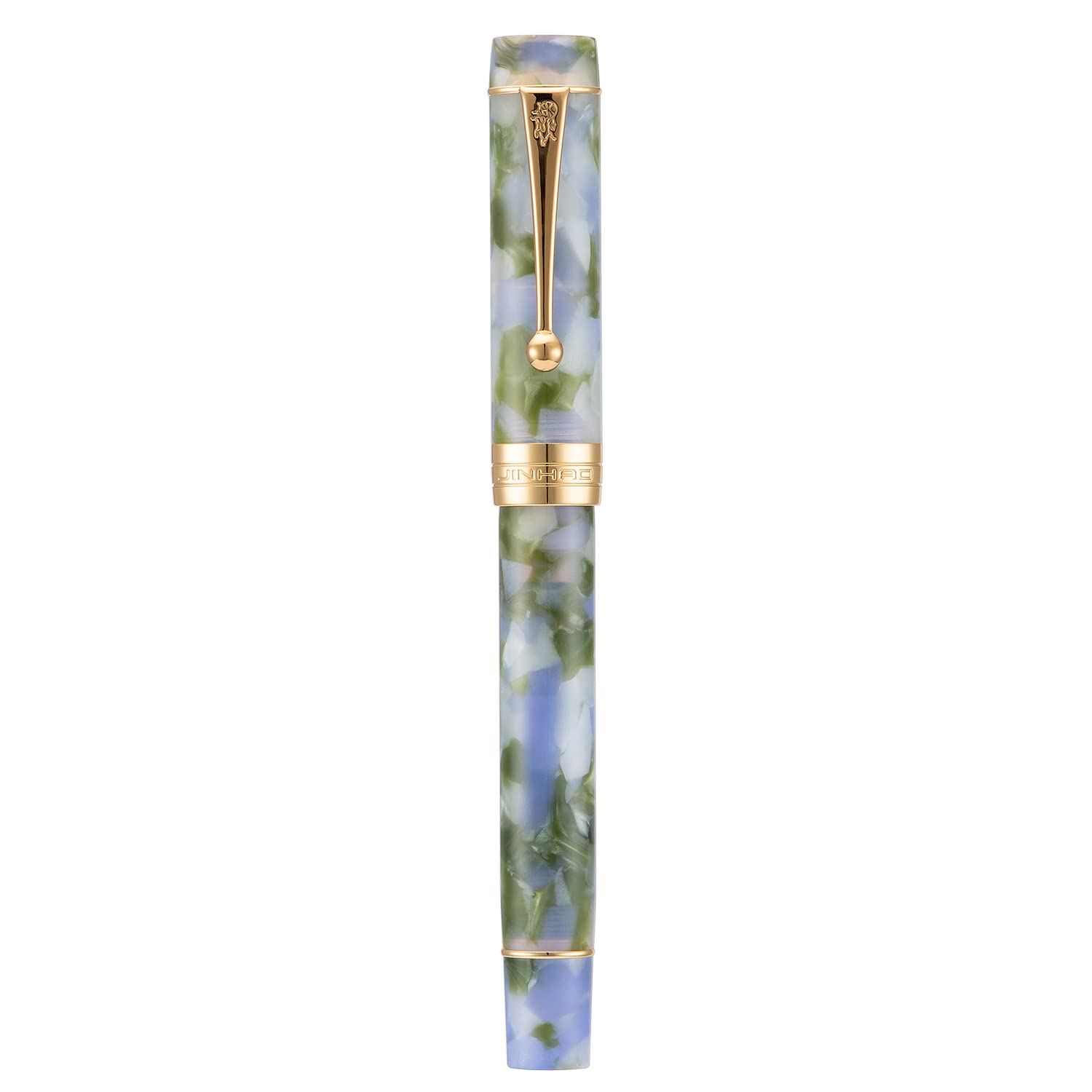 Jinhao Classic Fountain Pen Blue Green Celluloid, Medium Nib with Conveter and Pen Case Set