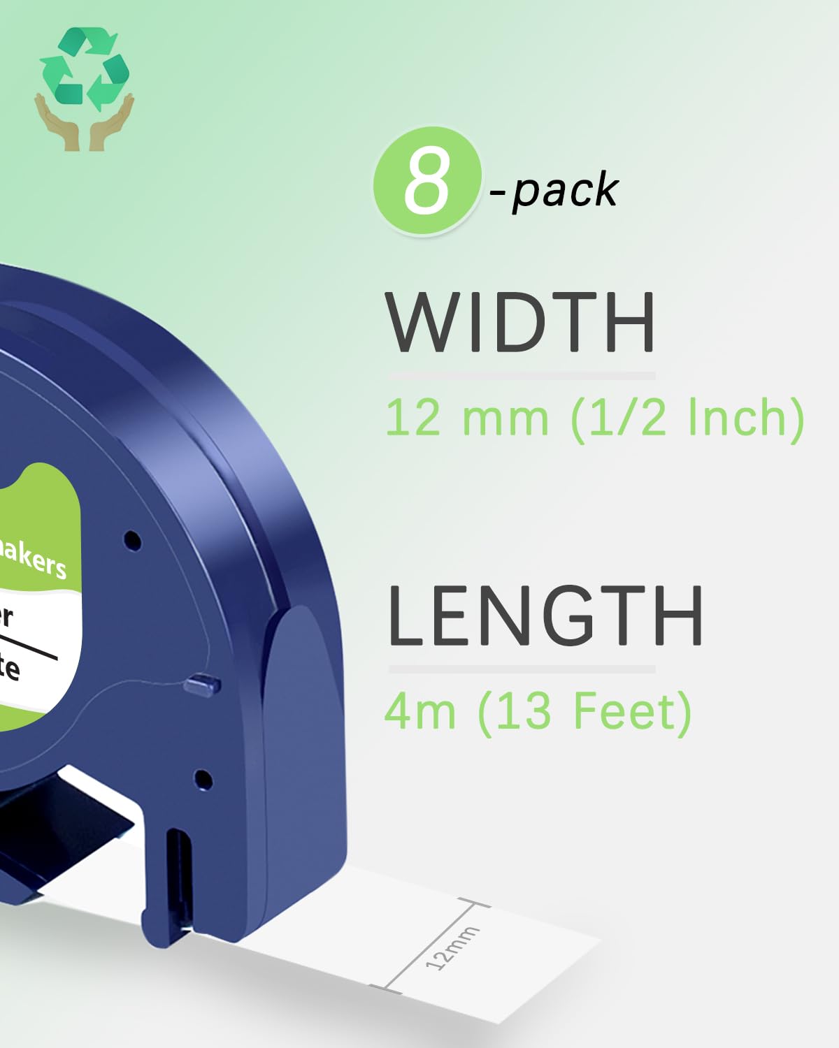 UNOKA 91330 Label Maker Tape Compatible with DYMO LetraTag White Paper Refill 10697 S0721510, 12mm