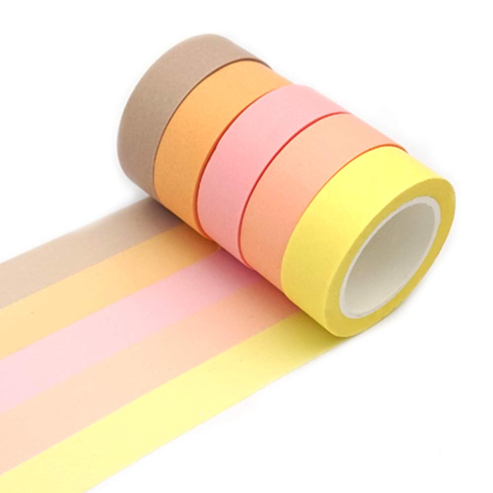 ERCENTURY Washi Masking Tape Set, Assorted 5 Rolls, Decorative Writable Tape, for Fun DIY Art