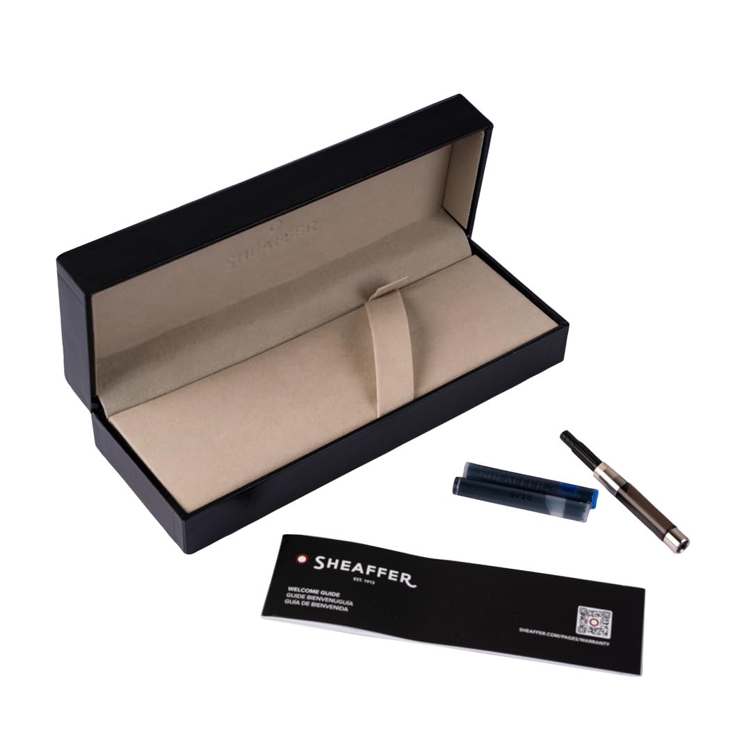 Sheaffer 300 Glossy Black Fountain Pen with Gold Tone Trim and Medium Nib