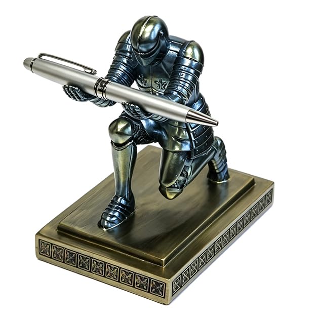 Soldier Executive Knight Pen Holder Personalized Desk Organizers Blue
