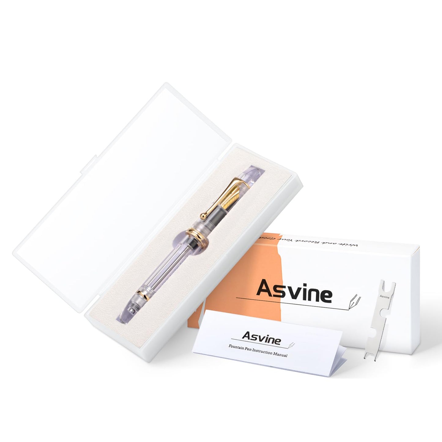 Asvine V800 Fountain Pen - Vacuum Filling System with Large Ink Capacity - Smooth Number 8 Medium
