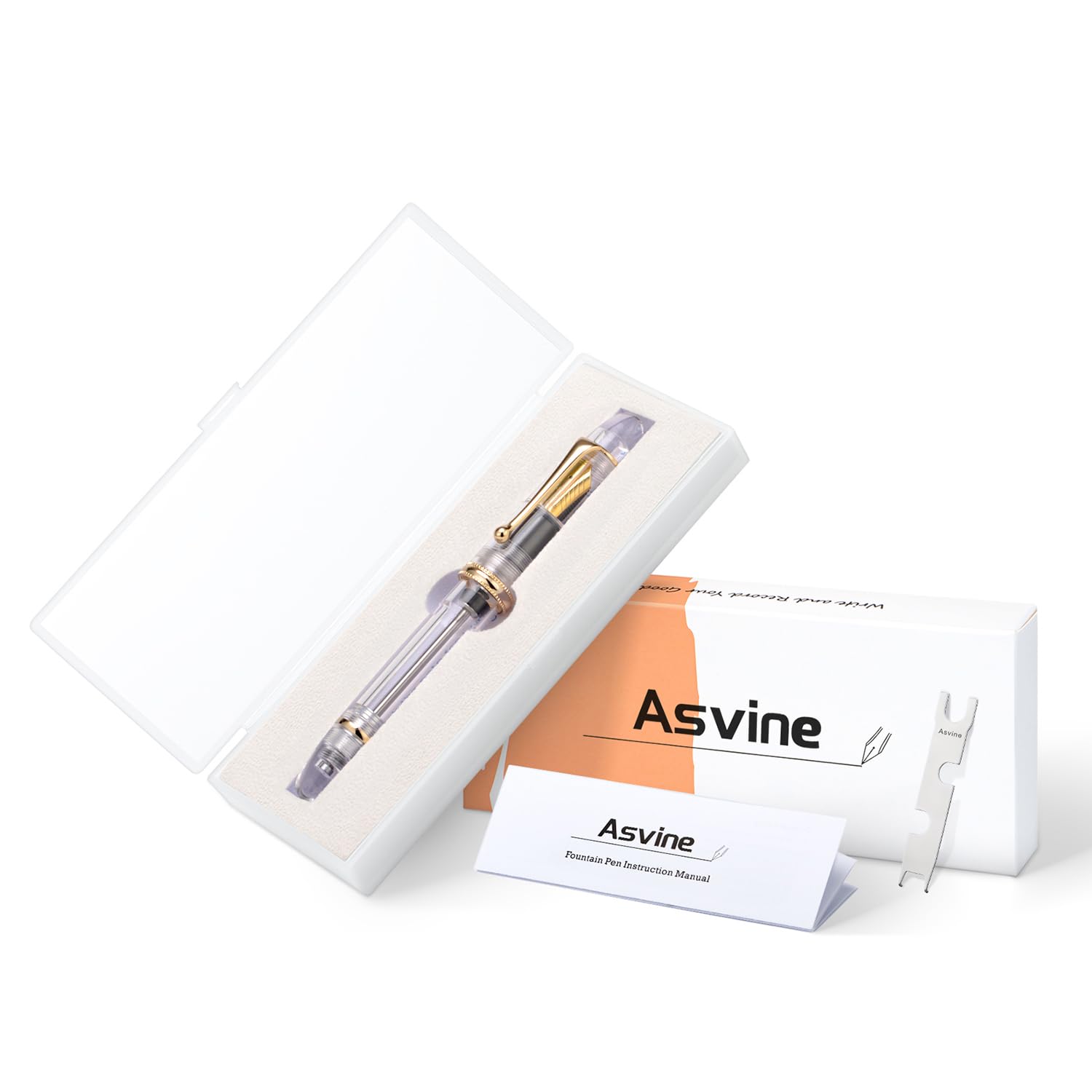 Asvine V800 Fountain Pen - Vacuum Filling System with Large Ink Capacity - Smooth Number 8 Stub Nib