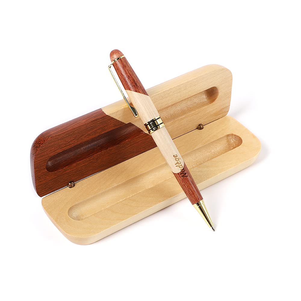 RXFSP Engraved Ballpoint Pen & Case Wooden Personalised Business Gift With Box (Contrast color)