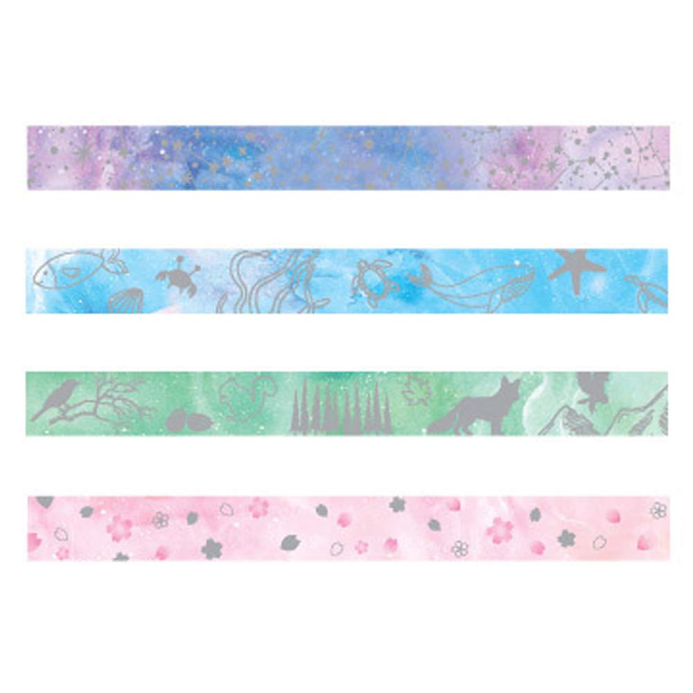 YUBBAEX Silver Washi Tape IG Style Laser Foil Masking Tape Set Decorative for Arts, DIY Crafts