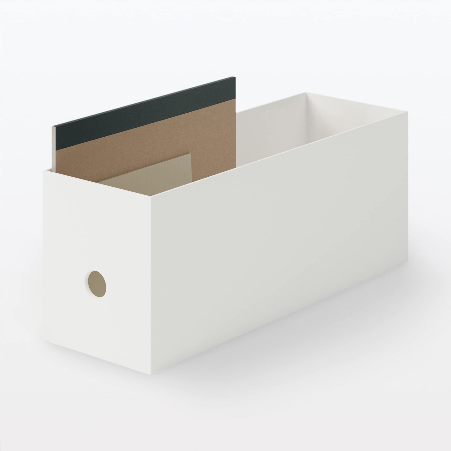 無印良品 MUJI 83904388 Recycled Polypropylene File Box, Standard Type, 1/2, White Gray, Approx. Width