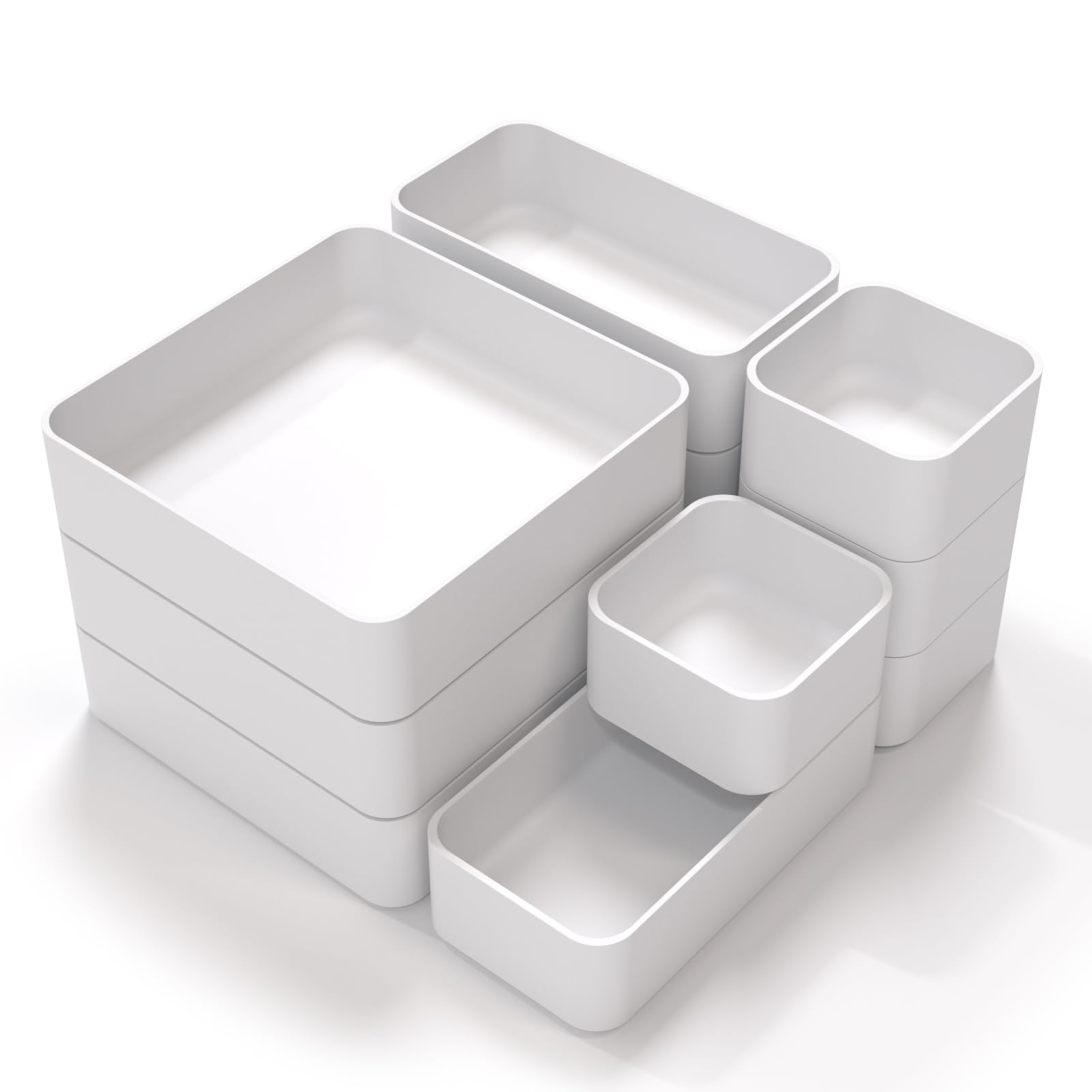 CHANCETSUI 11-Piece Stackable Drawer Organizer Set, Multi-size Desk Drawer Organizer Trays Vanity
