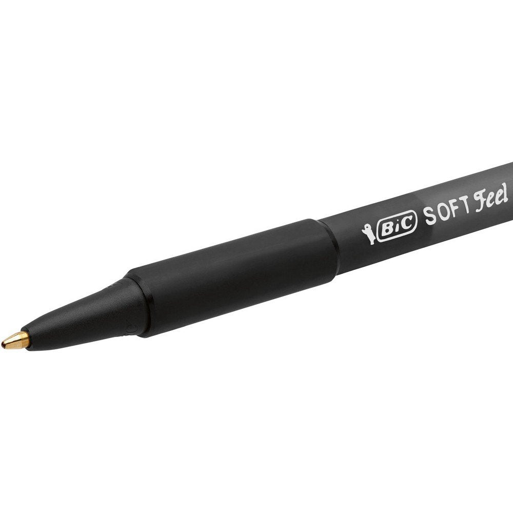 Bic Soft Feel Ballpoint Pens - Black - Pack of 3 Pens - Medium Point (1.0 mm) with Rubber Grip for